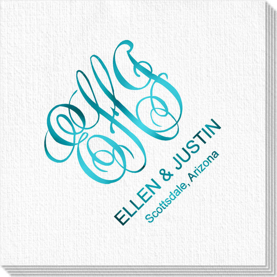 Large Script Monogram with Text Deville Napkins